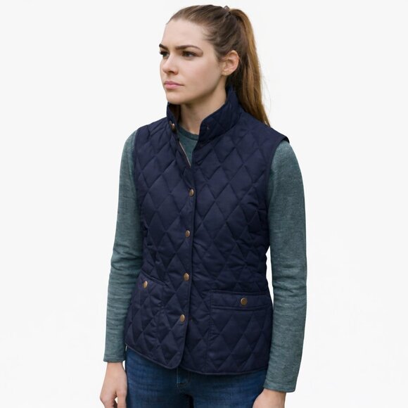 Eddie Bauer Jackets & Blazers - EDDIE BAUER Diamond Quilted Goose Down Chore Barn Vest 550 Navy Blue Women's XL